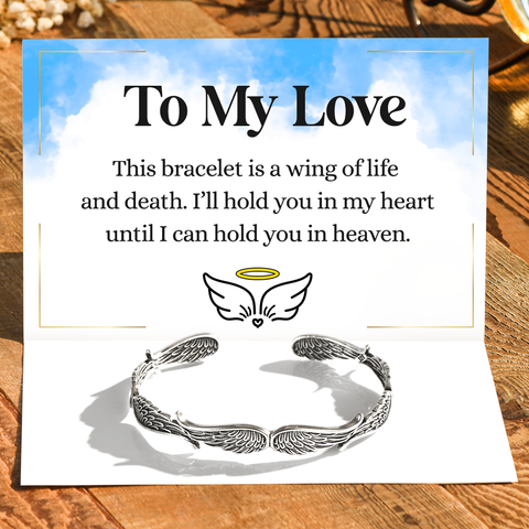 To My Love I'll Hold You in My Heart Vintage Style Ange Wings Memorial Bracelet with card message