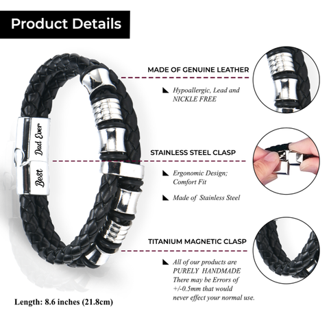 product details of To The Best Dad Ever Leather Bracelet