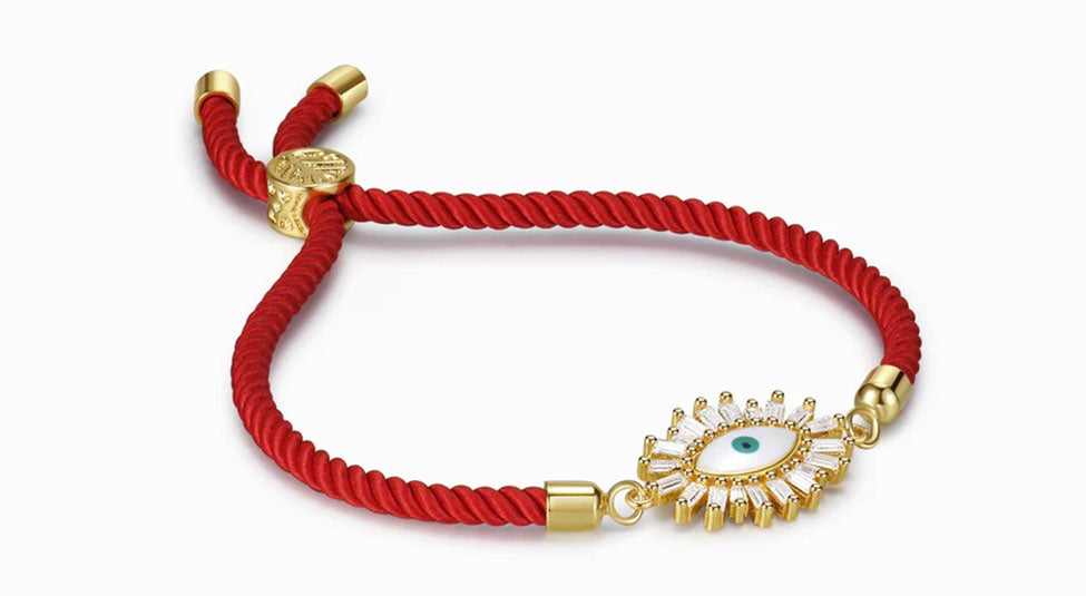 White stoned evil eye bracelet