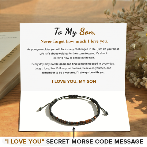 To My Son, I Love You Morse Code Bracelet with SVANA Design message card