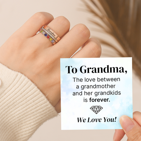 Mothers Ring Birthstone Sterling Silver Engraved 6 Stones Personalized  Grandma | eBay