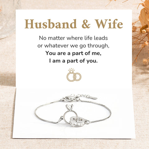 To My Wife, I Am a Part of You Interlocking Diamond Bracelet card message