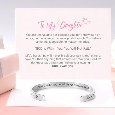 God Is Within Her bracelet on top of a heartfelt note