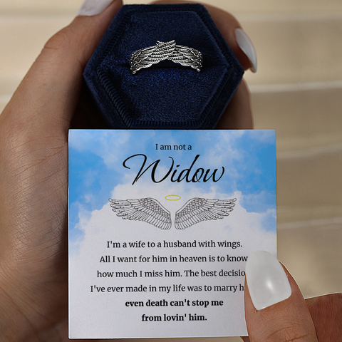 Personalized I'm a Wife to a Husband With Wings Ring with a SVANA Design message card