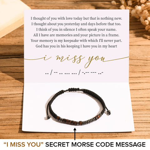 Memorial Morse Code Bracelet together with meaningful message card for the departed ones