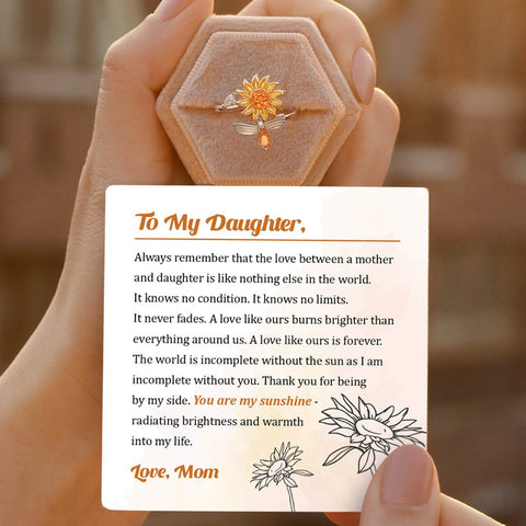 To My Daughter Sunflower Fidget Ring with a SVANA Design message card