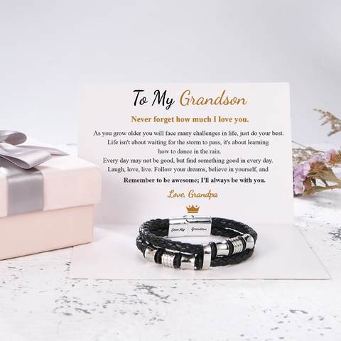 I will Always Be With You Bracelet with a meaningful message card for grandson