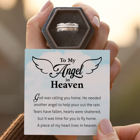 Personalized Memorial Plume Ring with meaning message card