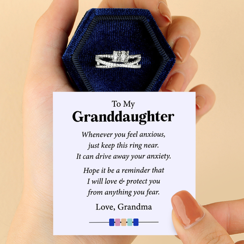 Granddaughter, I Will Protect You Fidget Ring with Hexagon Box and white Customize message card