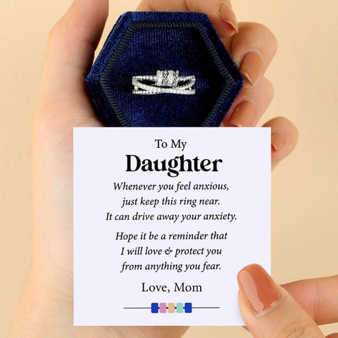 To My Daughter, I Will Protect You From Anything You Fear Fidget Ring  with hexagon box and a message card