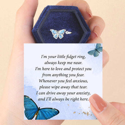 To My Daughter Butterfly Fidget Ring with a heartfelt note