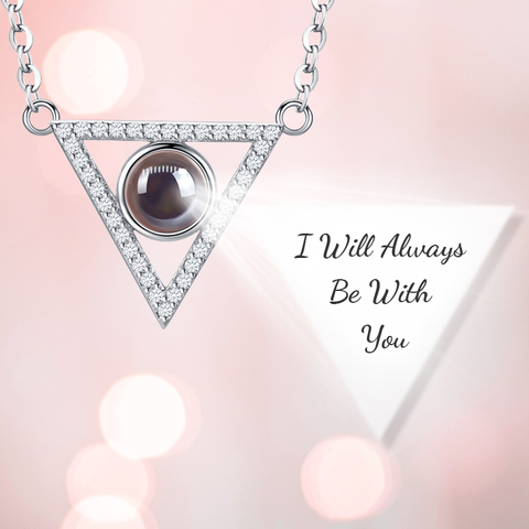 To My Wife, Triangle Projection Necklace showing projection message