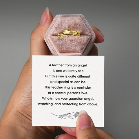 Personalized Adjustable Plume Ring on a pink gift box