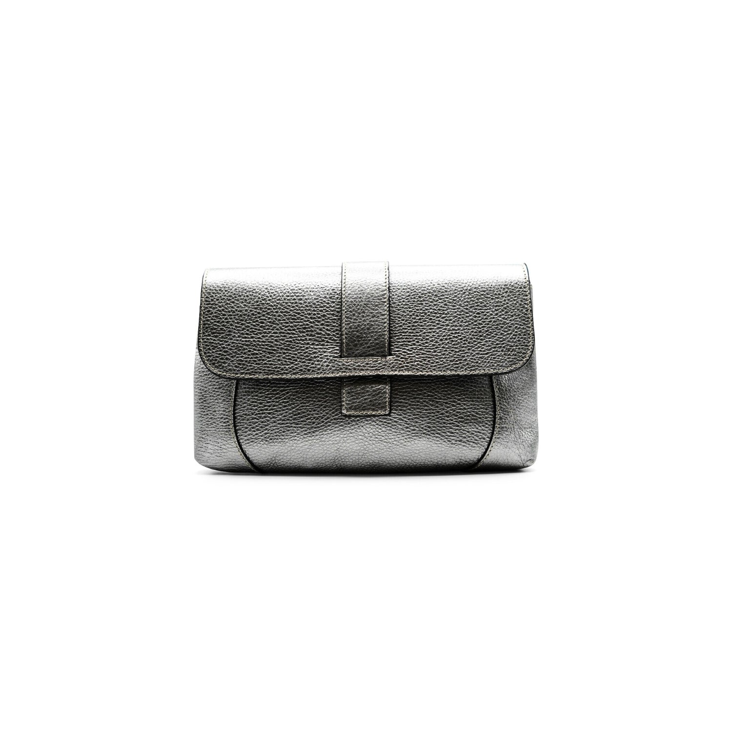 White Silver Crossbody Bag, Soft Metallic Silver and White Leather