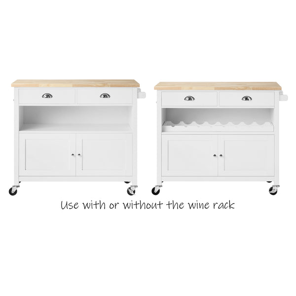 KITCHEN STORAGE TROLLEY 2 DRAWER 2 DOOR AND WINE RACK