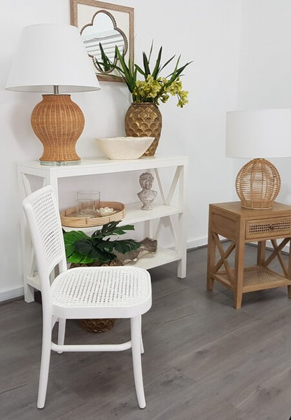 Home decor image of Palm Rattan Dining Chair White Matt Finish