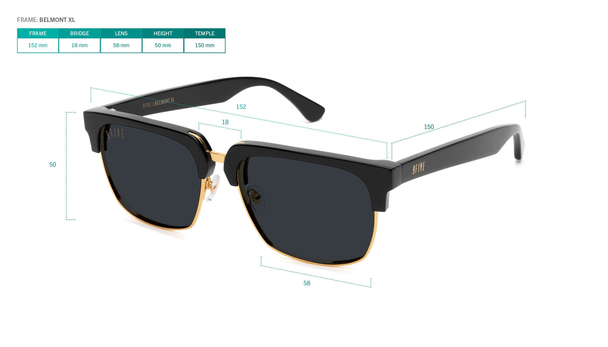 9FIVE Belmont Black & 24K Gold XL - Gradient Sunglasses – 9FIVE 