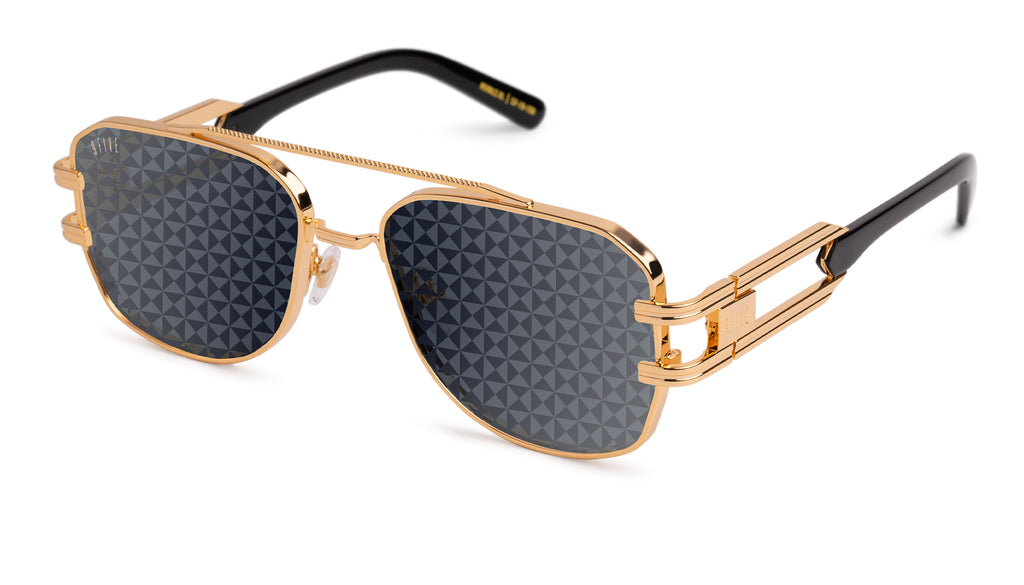 9Five Royals Black & 24K Gold XL - Flash Diamond Sunglasses