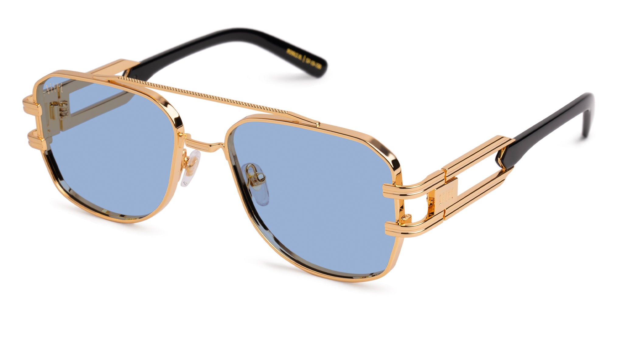 9FIVE Royals XL Black & 24K Gold - Sky Blue Sunglasses