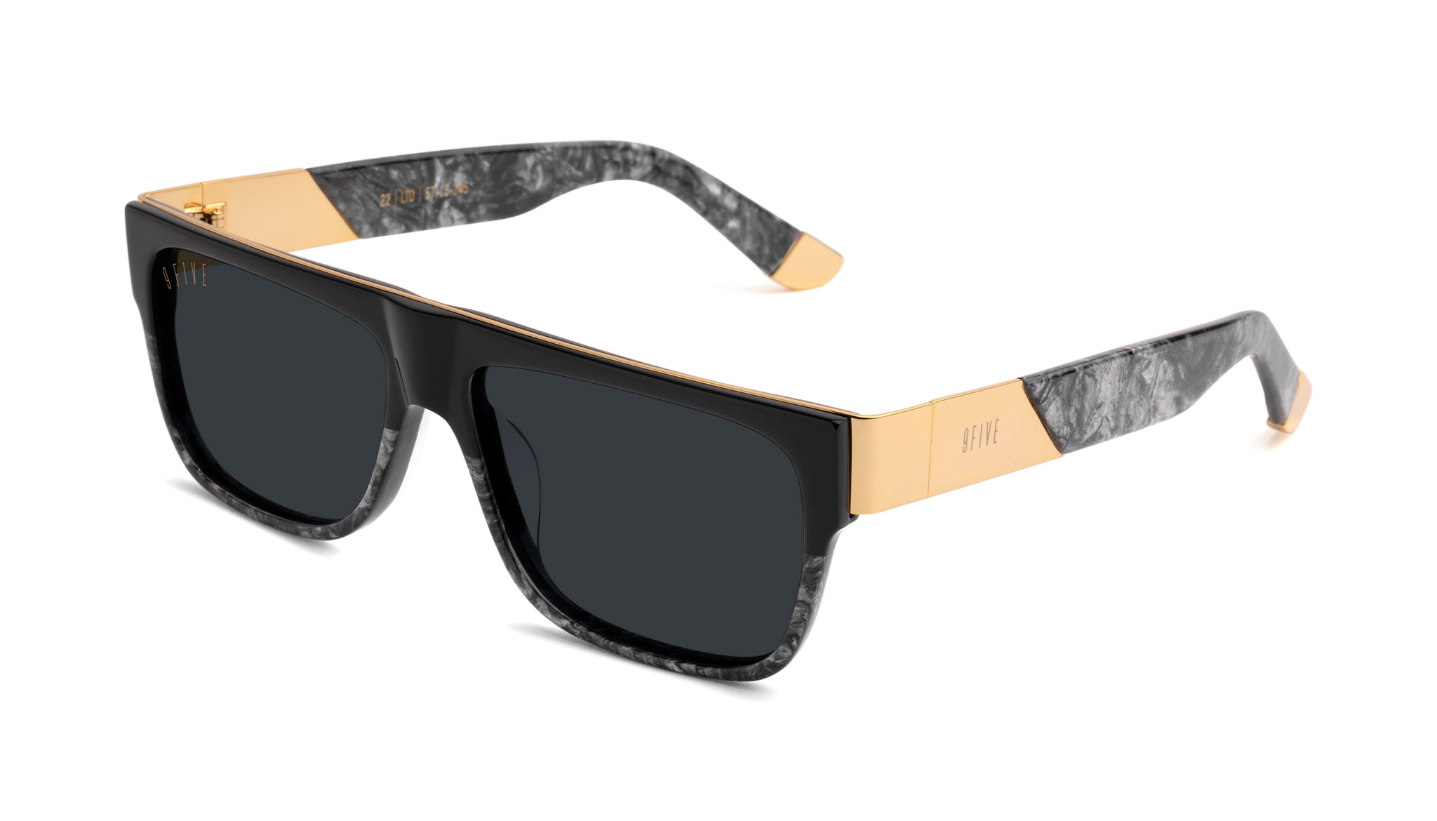 9FIVE 22 Black Marble & 24K Gold Sunglasses Rx