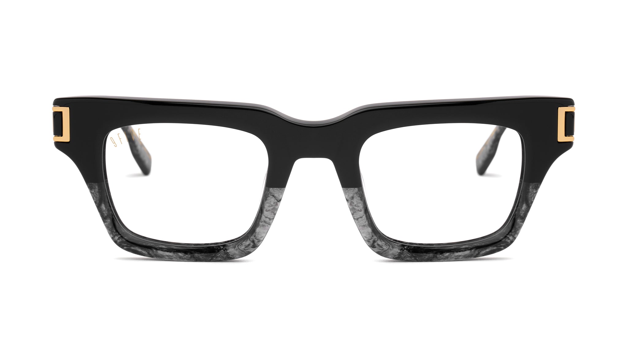 9FIVE Avenue Black Marble & 24K Gold Clear Lens Glasses