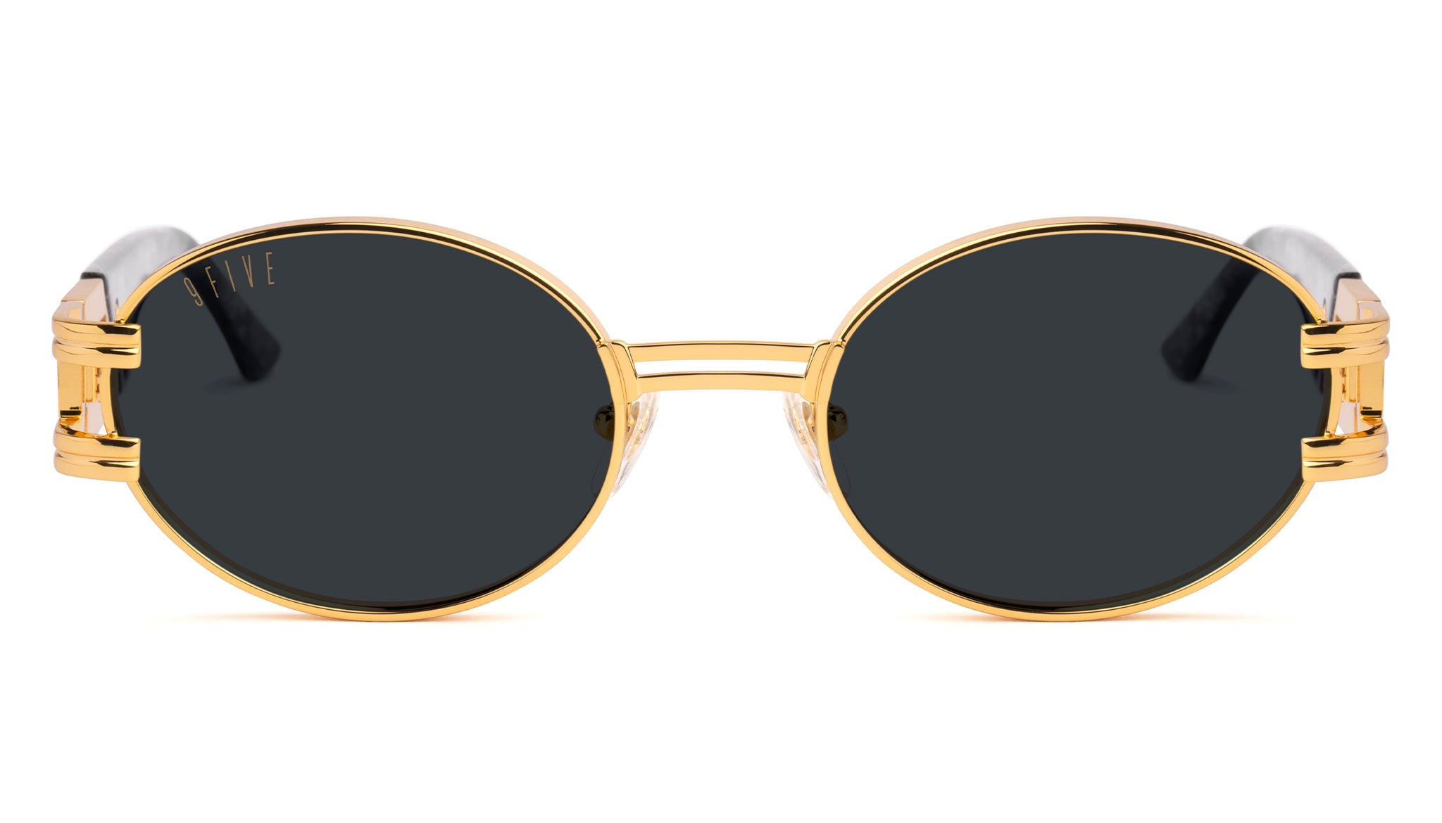 9FIVE St. James XL Black Marble & 24K Gold Sunglasses