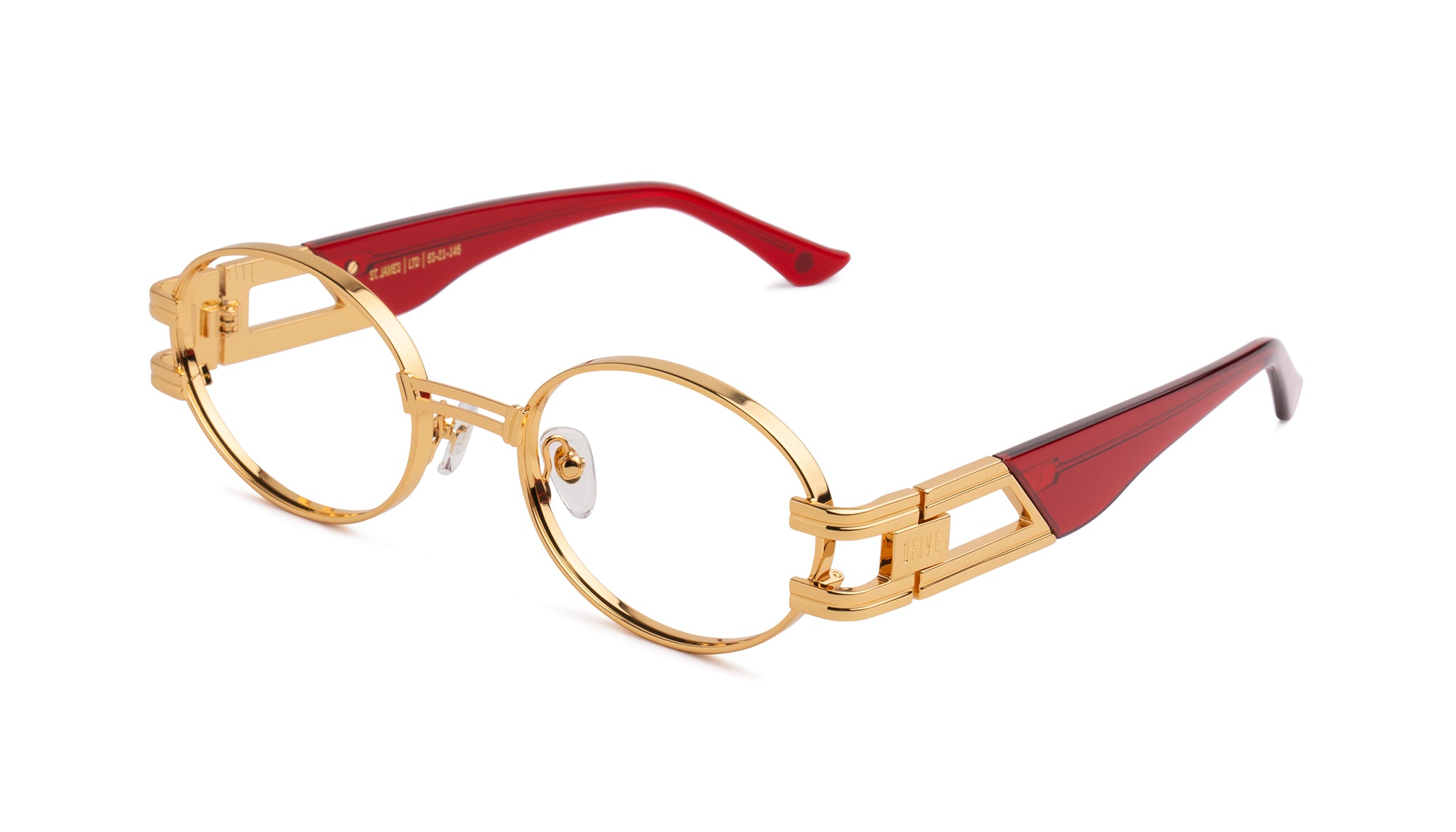 9FIVE St. James Ruby & 24K Gold Clear Lens Glasses