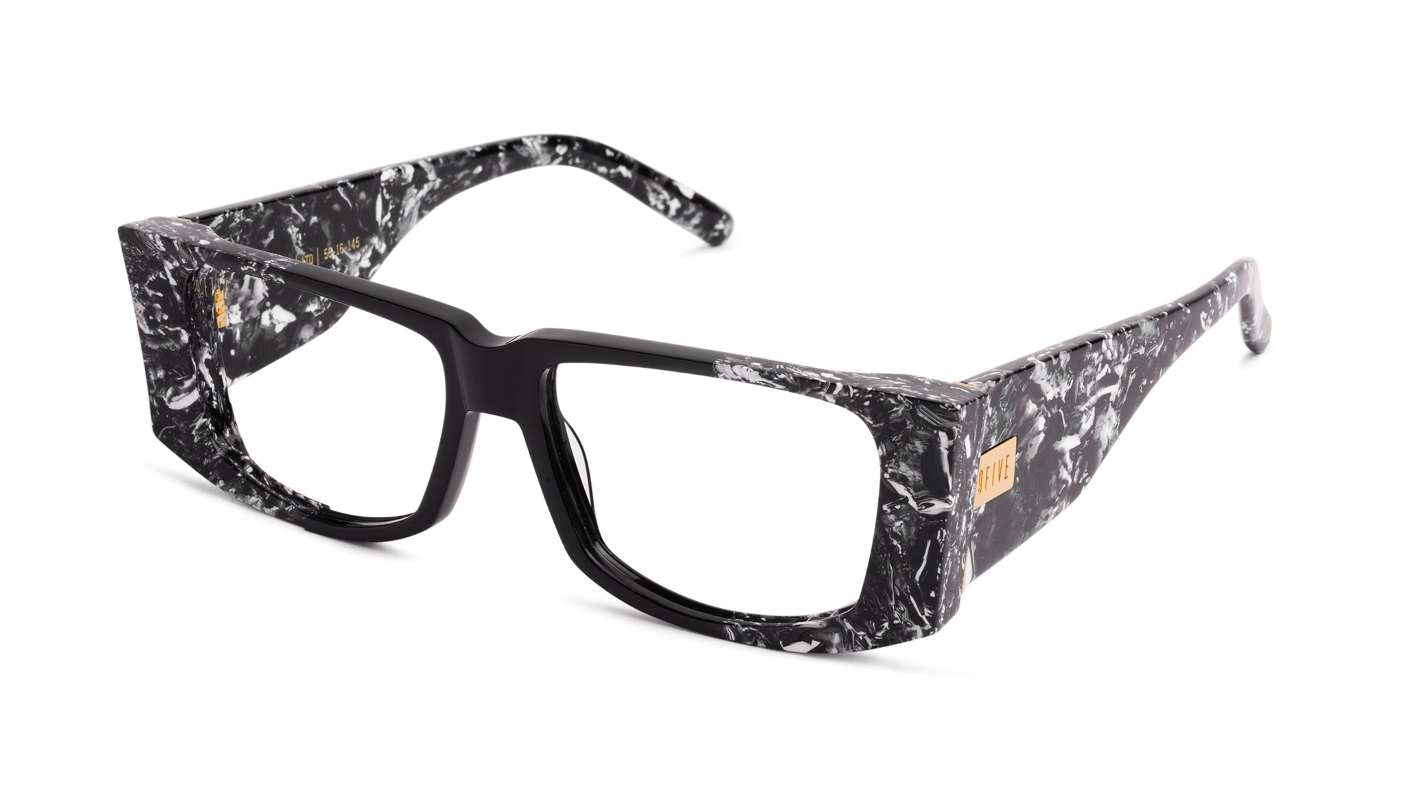 9FIVE Angelo Black & White Onyx Clear Lens Glasses