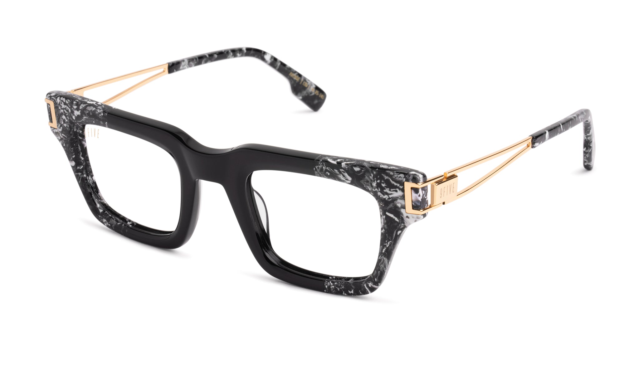 9FIVE Avenue Black & White Onyx Clear Lens Glasses