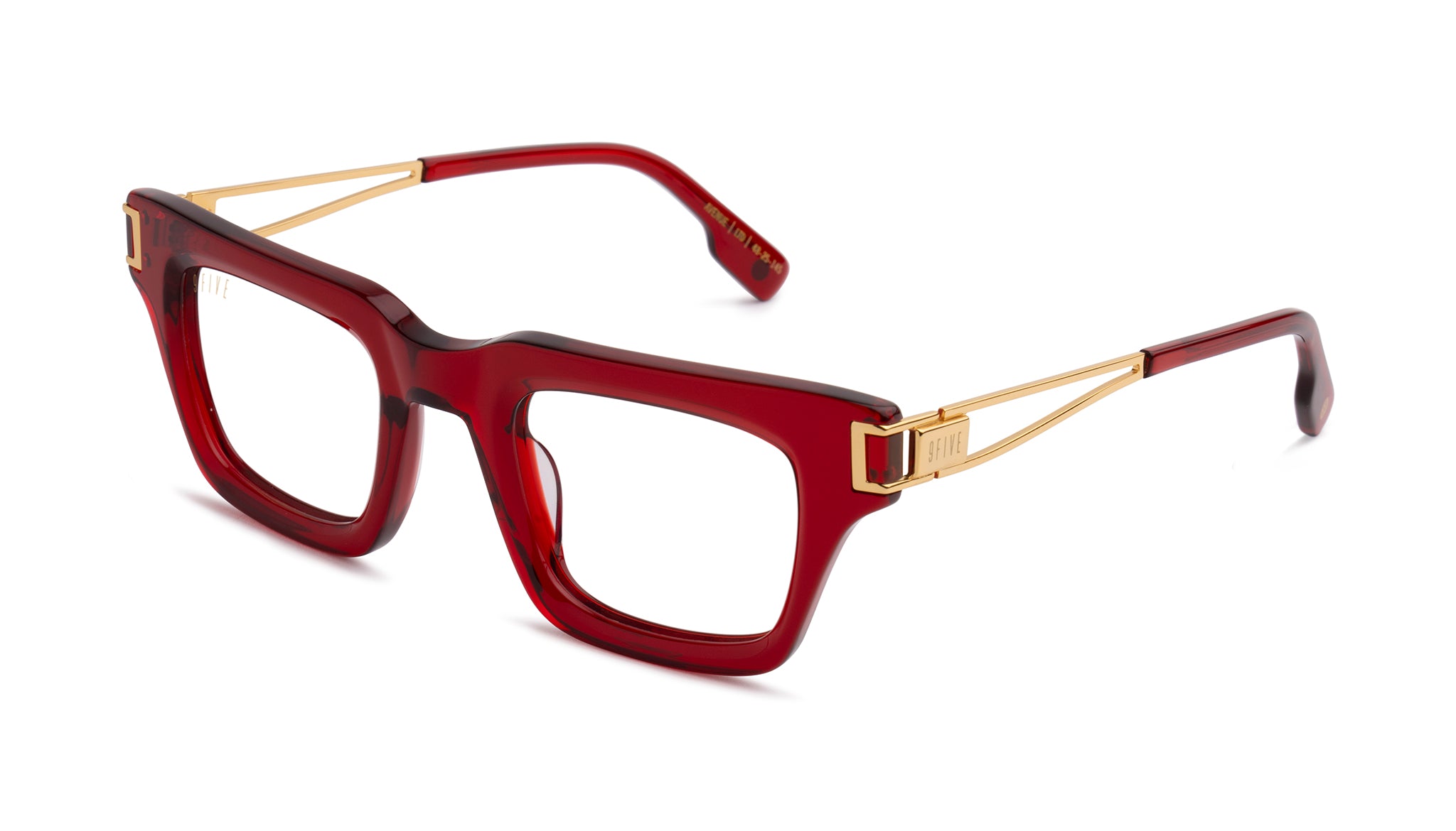 9FIVE Avenue Ruby & 24K Gold Clear Lens Glasses Rx