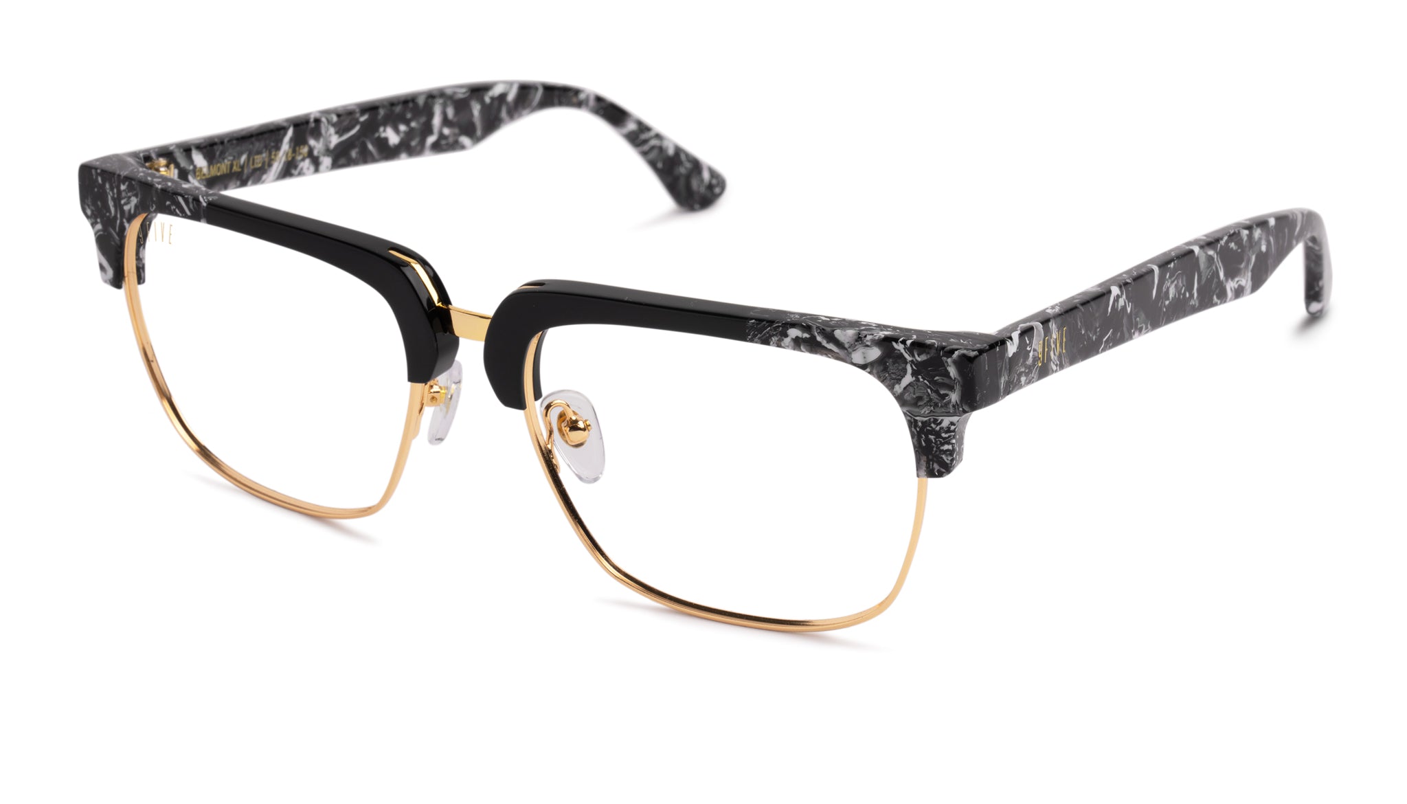 9FIVE Belmont XL Black & White Onyx Clear Lens Glasses