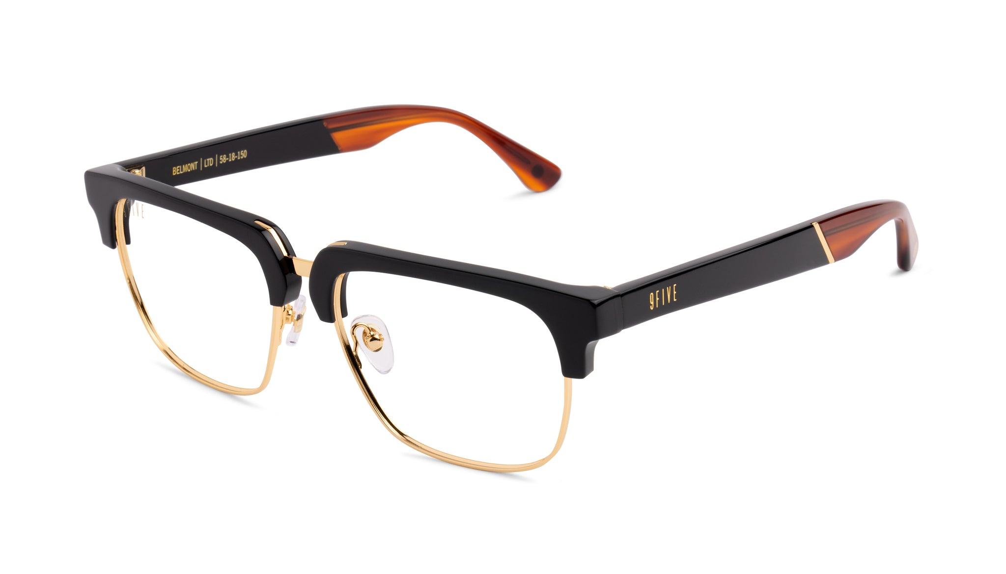 9FIVE Belmont Black & Bourbon Clear Lens Glasses