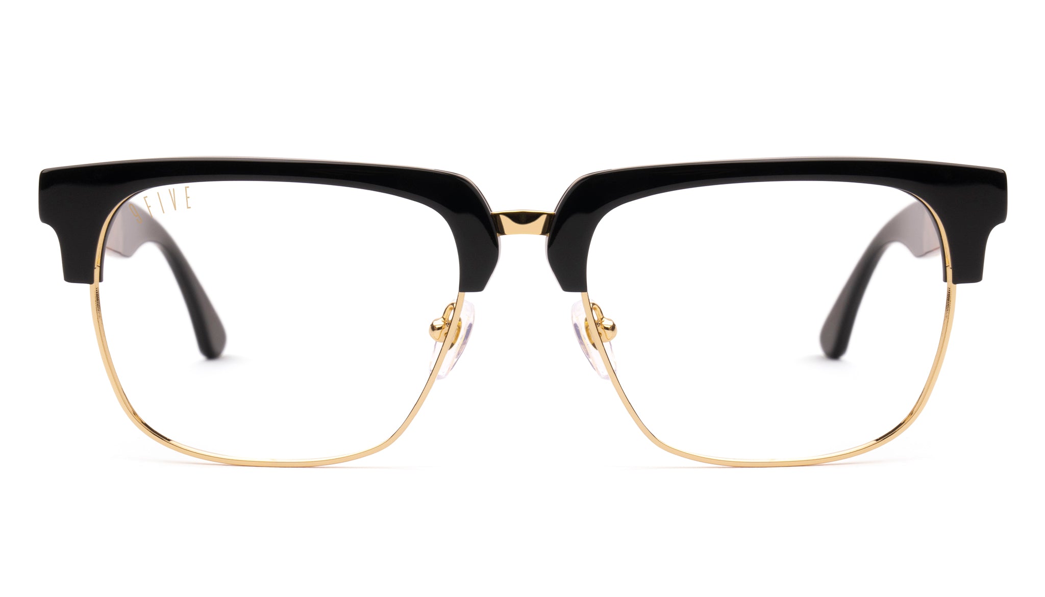 9FIVE Belmont XL Gold Marble & 24K Gold Clear Lens Glasses Rx