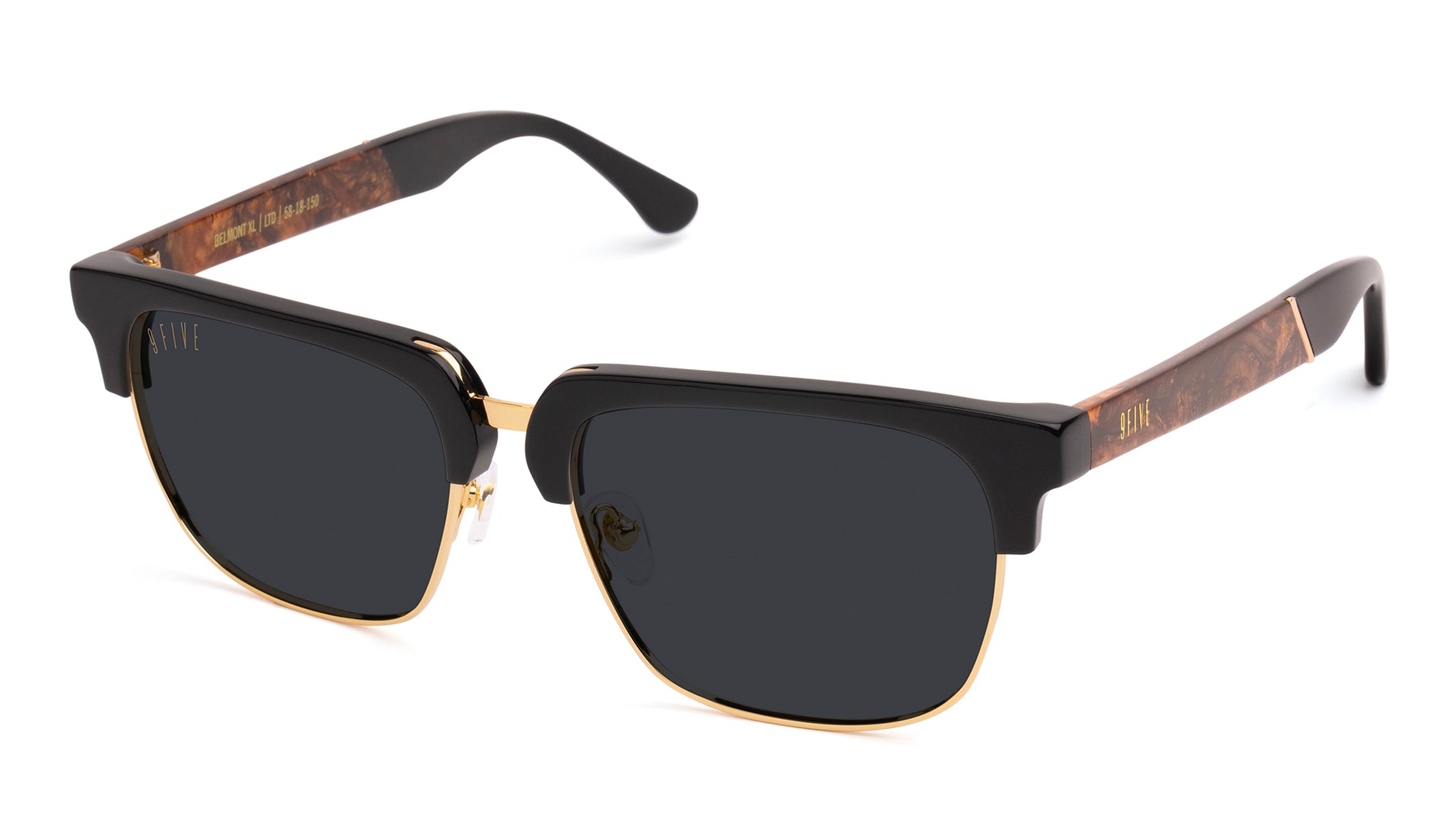 9FIVE Belmont XL Gold Marble & 24K Gold Sunglasses