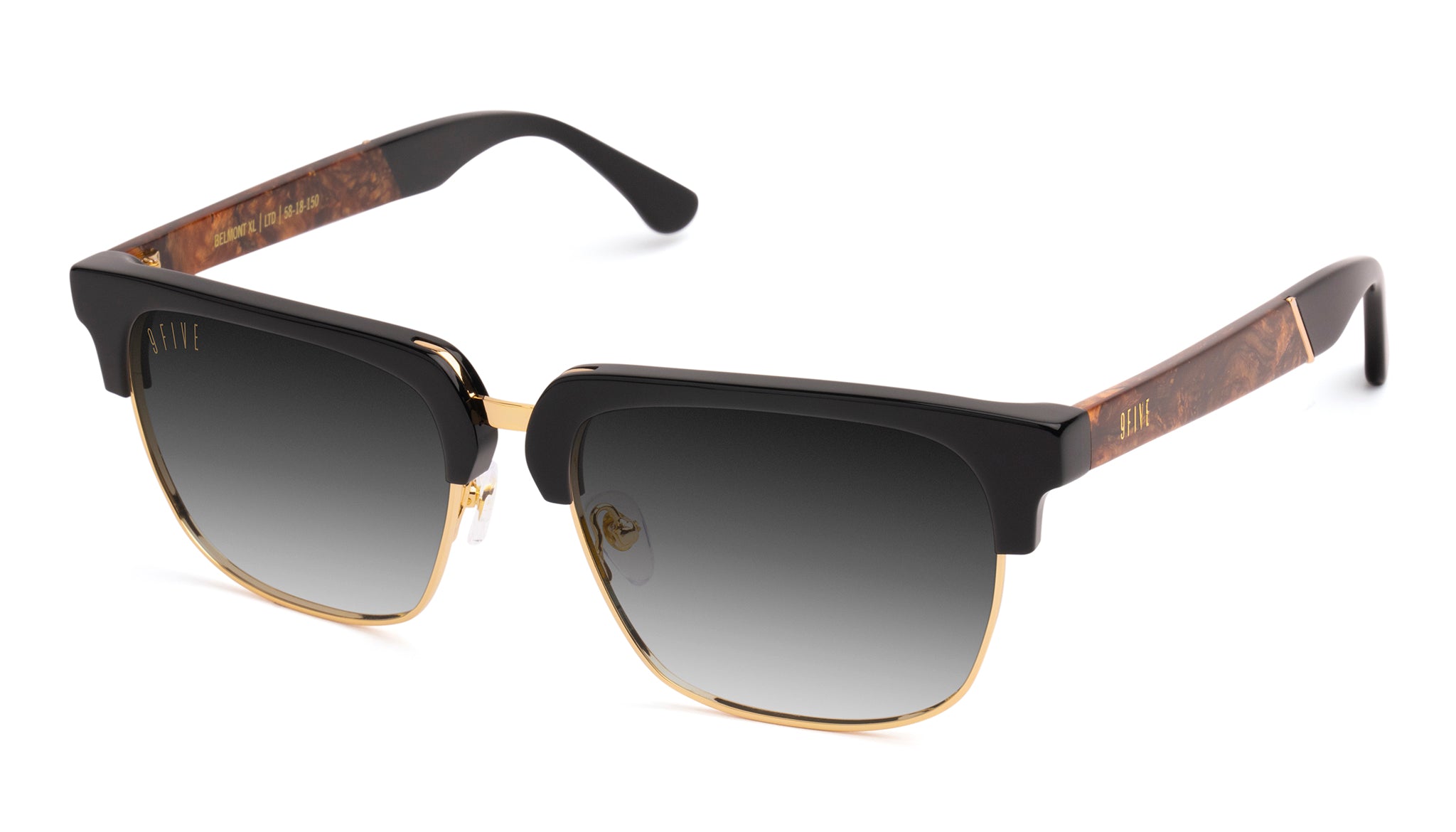 9FIVE Belmont XL Gold Marble & 24K Gold - Gradient Sunglasses