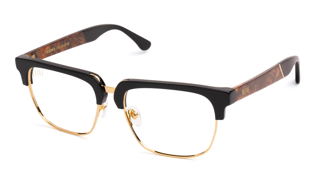 9FIVE Belmont Black & 24K Gold XL Clear Lens Glasses – 9FIVE Eyewear