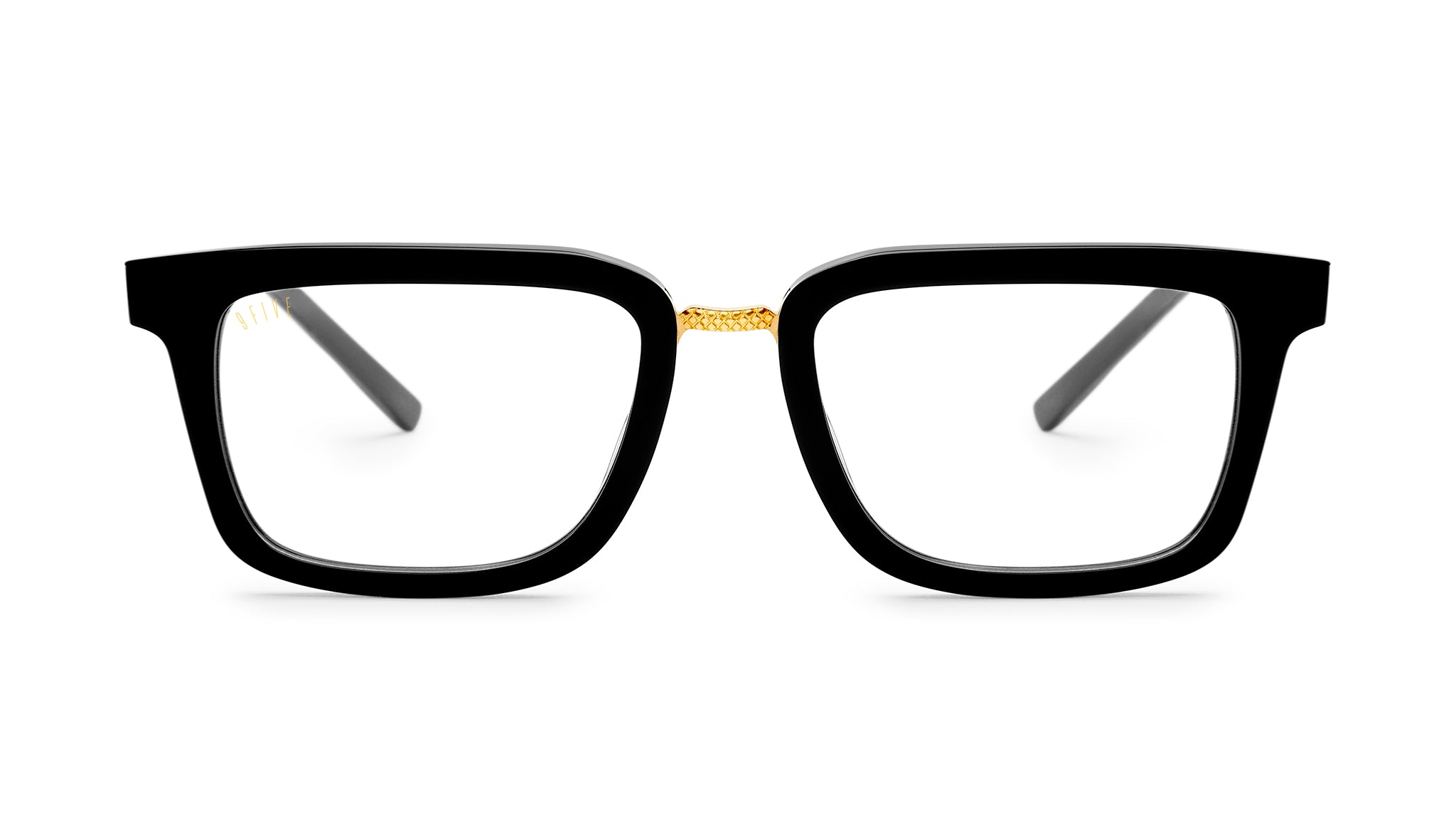 9FIVE Bishop Black & 24K Gold Clear Lens Glasses