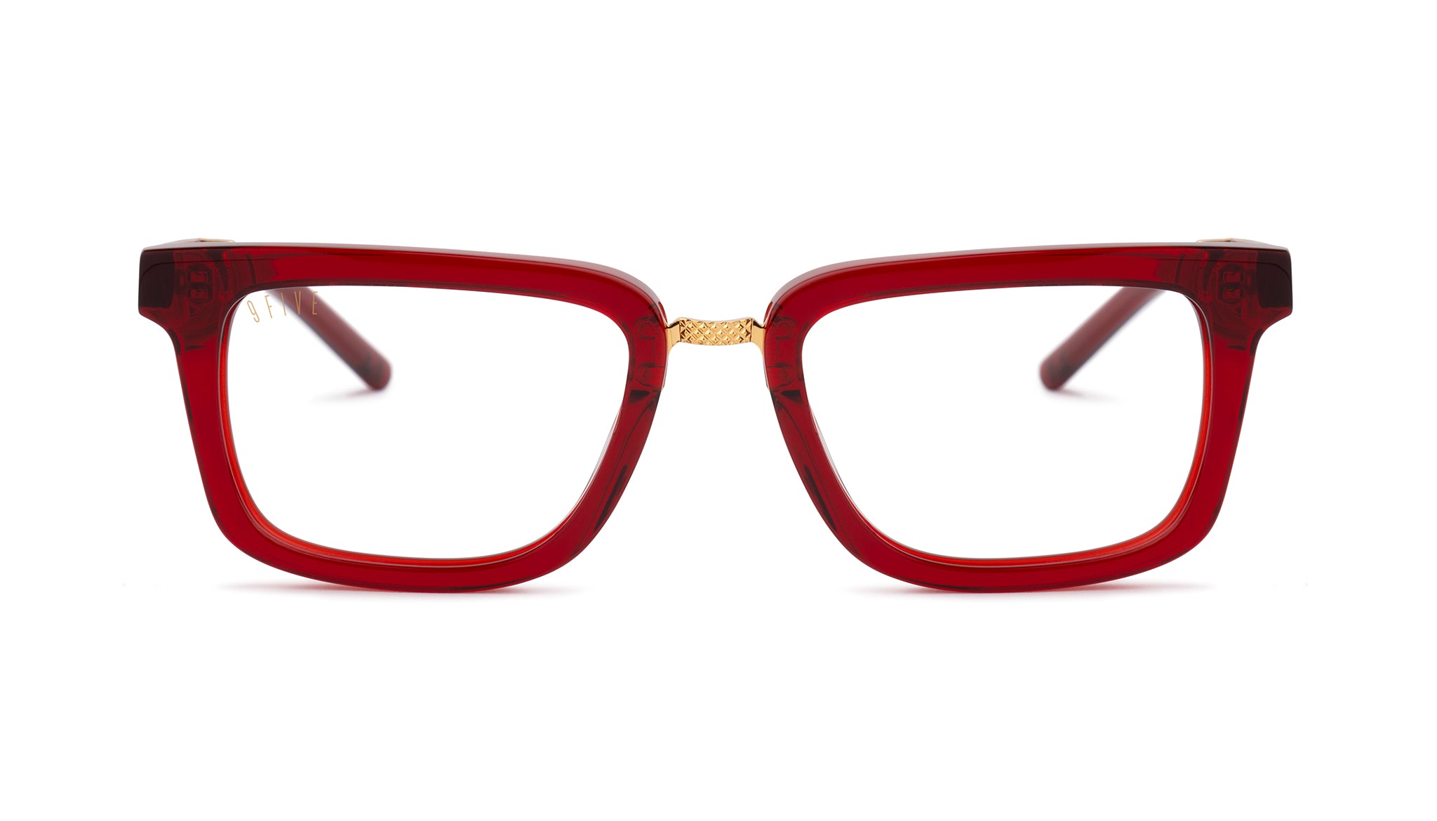 9FIVE Bishop Ruby & 24K Gold Clear Lens Glasses Rx