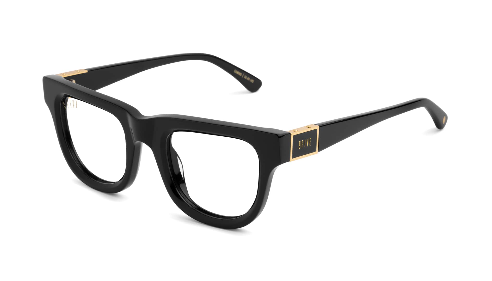 9FIVE Camino Black & 24K Gold Clear Lens Glasses Rx