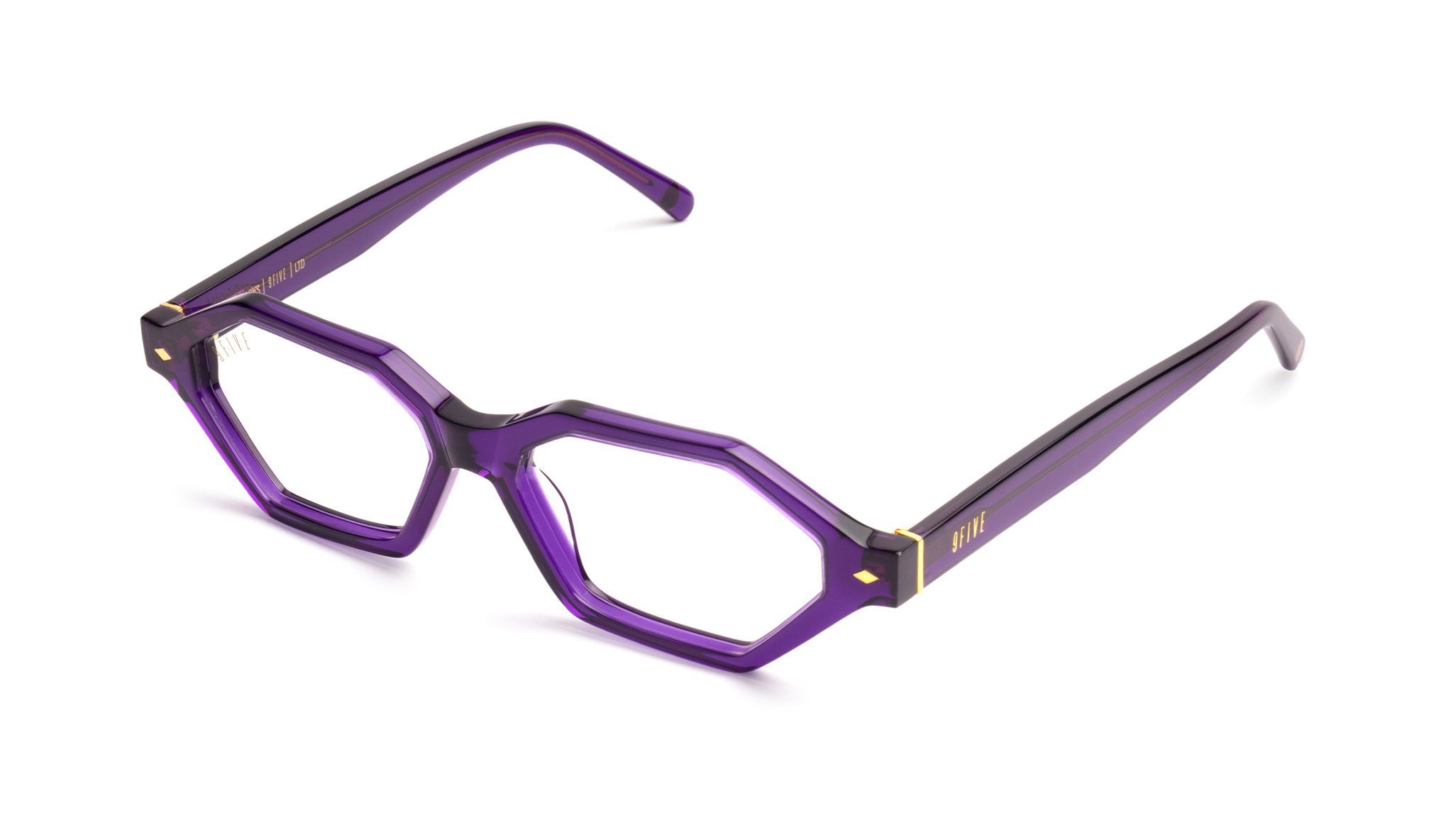 9FIVE Docks Showtime Purple & 24K Gold Clear Lens Glasses Rx