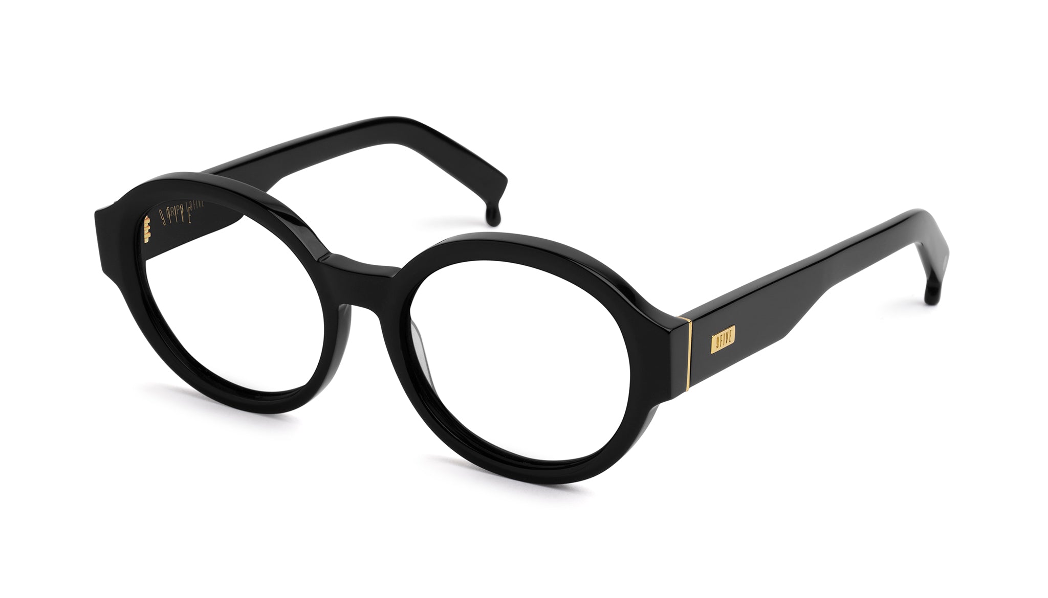 9FIVE Drips Black & 24K Gold Clear Lens Glasses