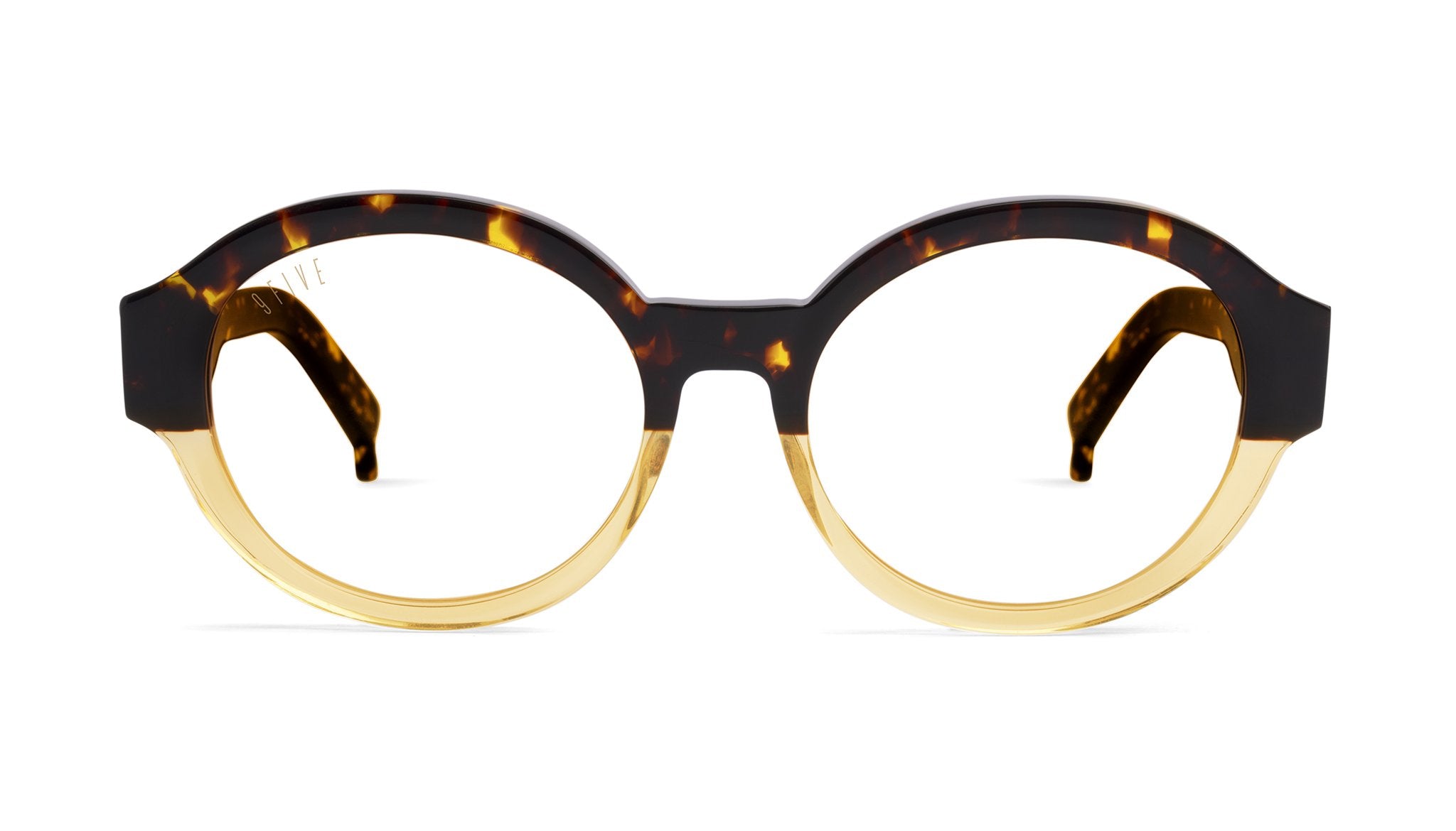 9FIVE Drips Tortoise & Gold Split Clear Lens Glasses Rx