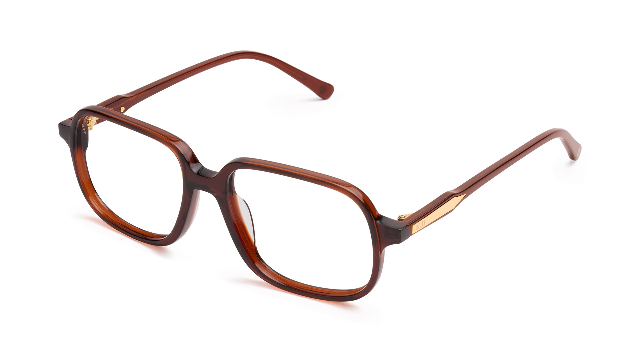 9FIVE Fronts Cognac & 24K Gold Clear Lens Glasses