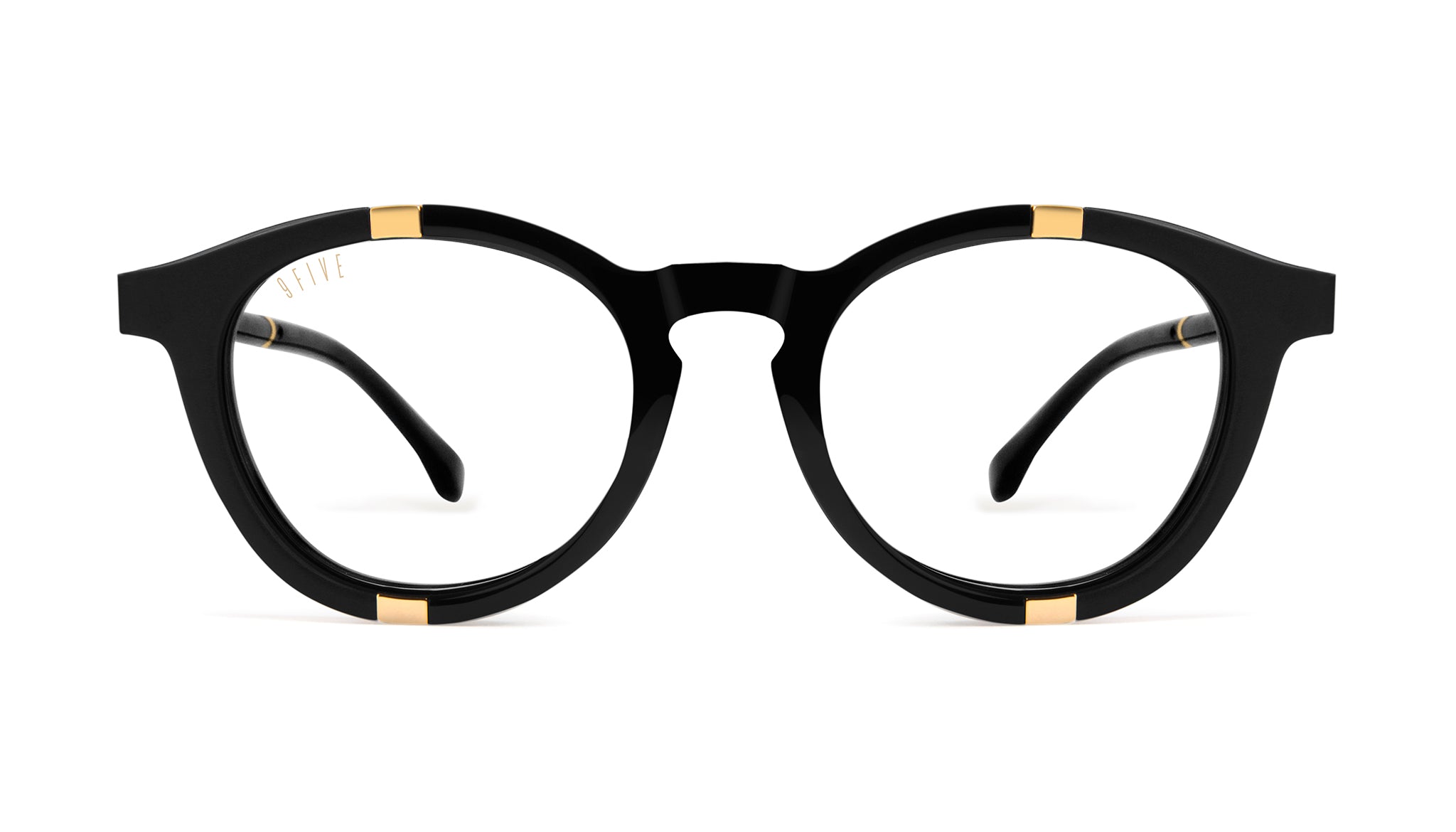 9FIVE Groove Black & 24K Gold Clear Lens Glasses