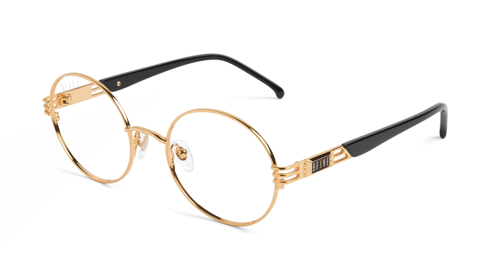 9FIVE Iris Black & 24K Gold Clear Lens Glasses