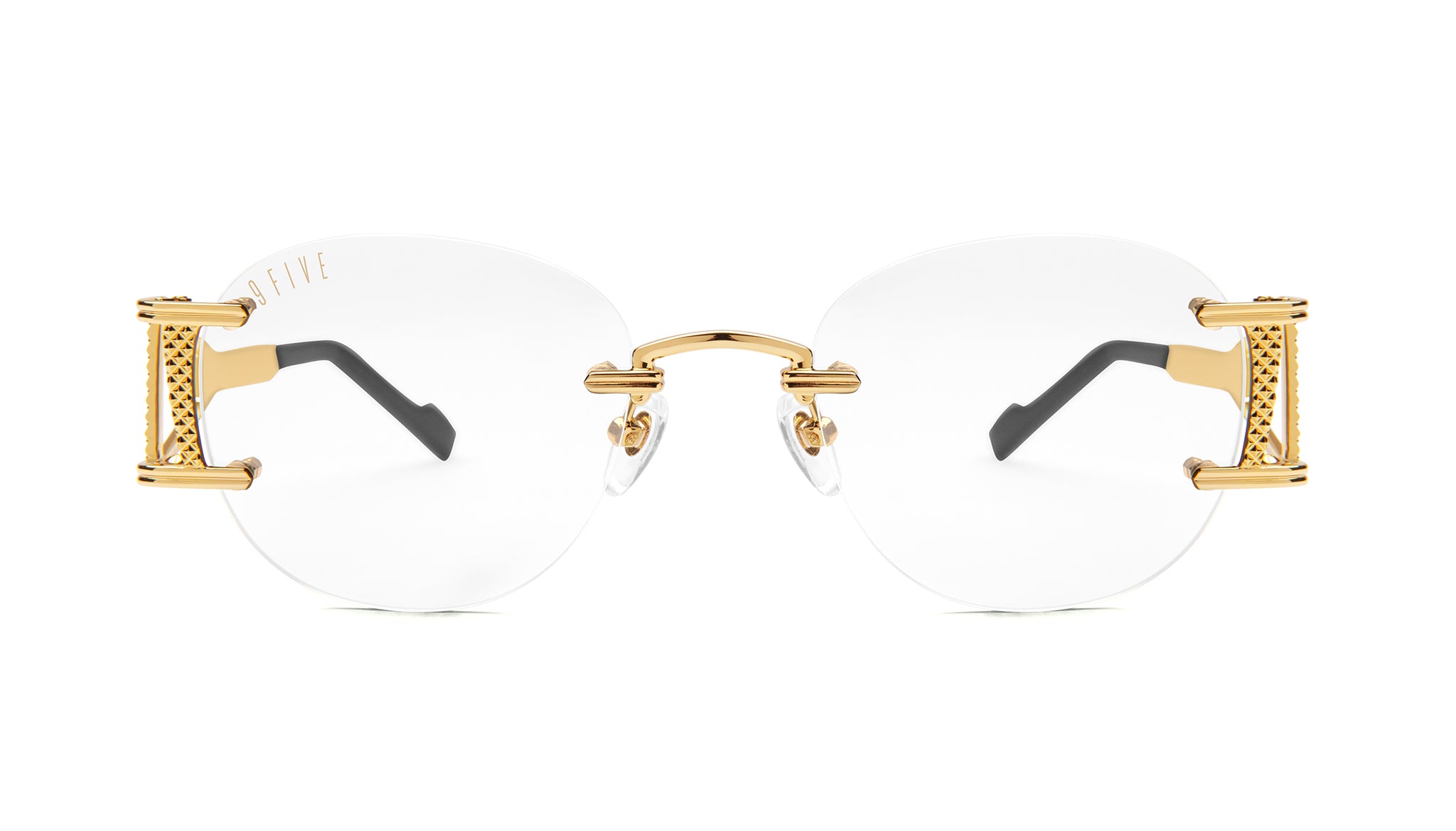 9FIVE Legacy Lite Black & 24K Gold Clear Lens Glasses