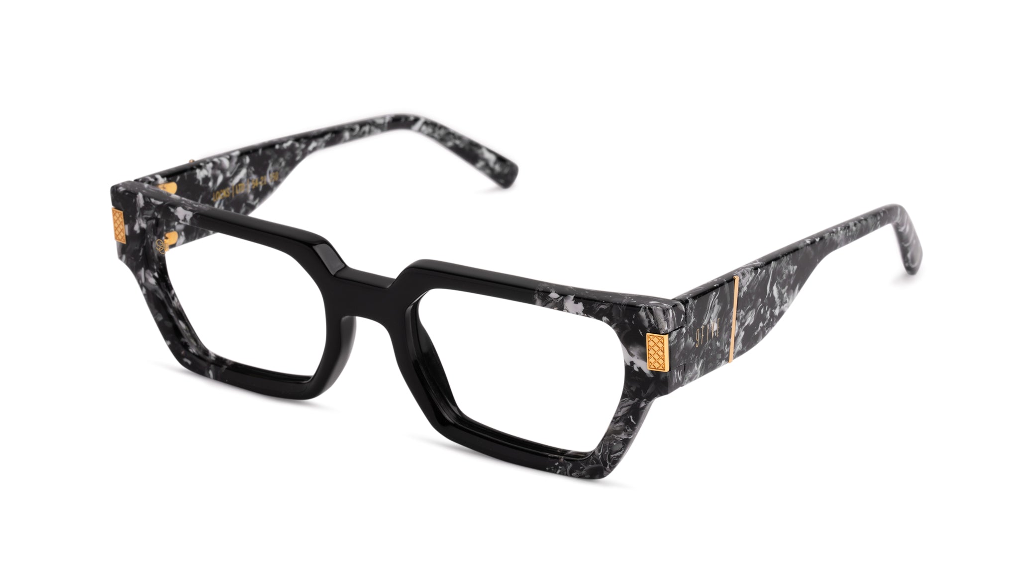 9FIVE Locks Black & White Onyx Clear Lens Glasses Rx