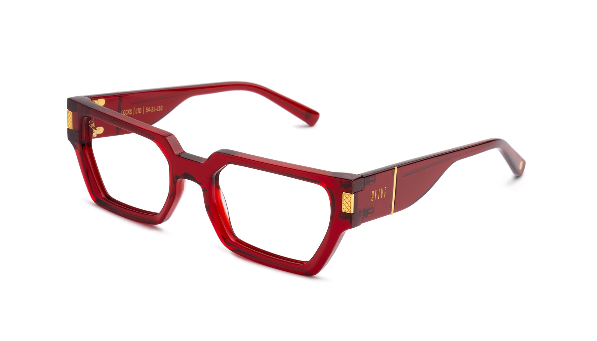 9FIVE Locks Ruby & 24K Gold Clear Lens Glasses Rx