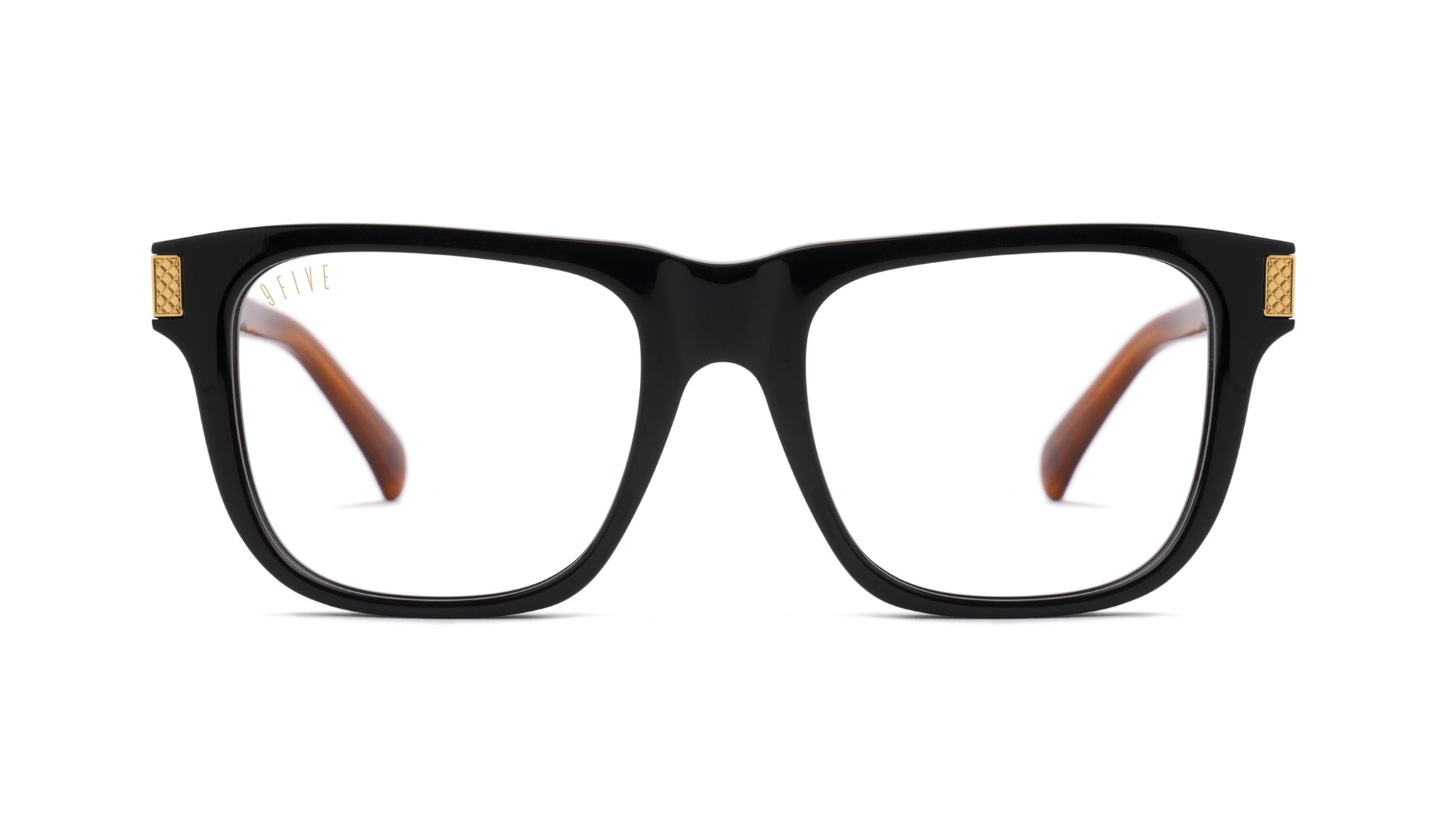 9FIVE Ocean Black & Bourbon Clear Lens Glasses