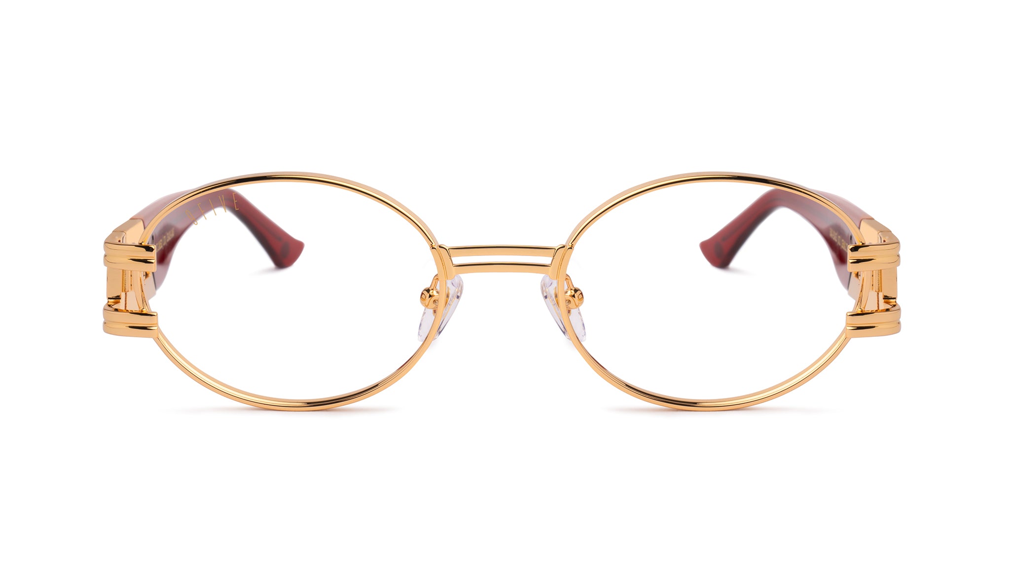 9FIVE St. James Ruby & 24K Gold Clear Lens Glasses